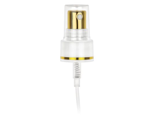 pulverizador da névoa do perfume 1.4cc/T de 18mm, ouro cosmético do distribuidor da bomba e fechamento de prata