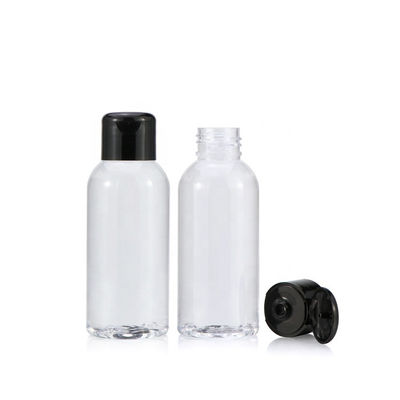Tipo transparente tampões do aperto do preto de 100ml Flip Top Plastic Bottles With
